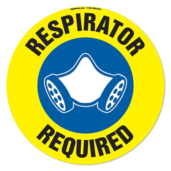 Respirator Required 16in Non-Slip Floor Marker, 6PK, 16 in L, 16 in H, FD-C-16-6PK-99899